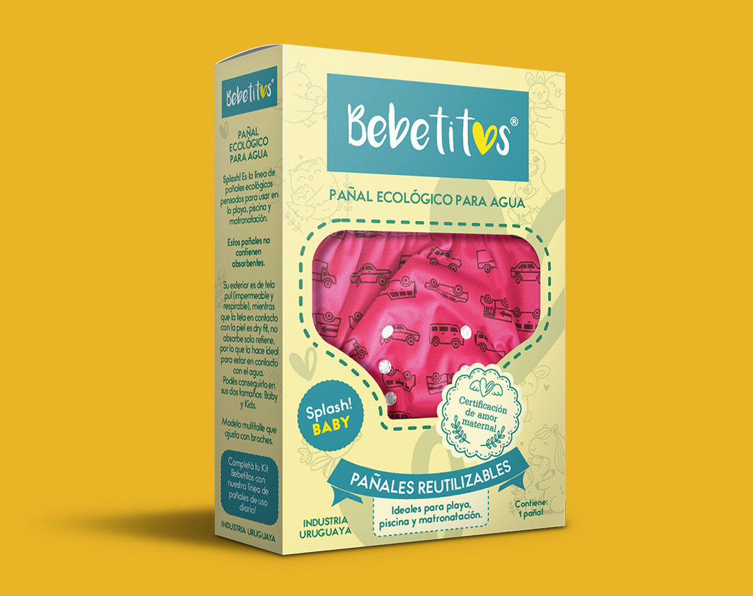 Caja de pañal reutilizable para bebés Bebetitos sobre fondo amarillo